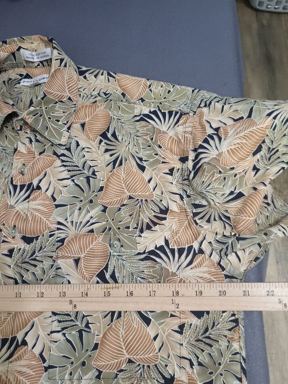 PIERRE CARDIN VTG Men's Small Hawaiian Floral Palm Print Button Up Shirt Beach - Picture 5 of 7